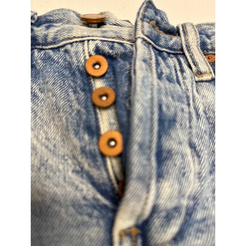 BLANKNYC Distressed Denim Blue‎ Cutoff Shorts Button Fly Frayed Hem Size 24